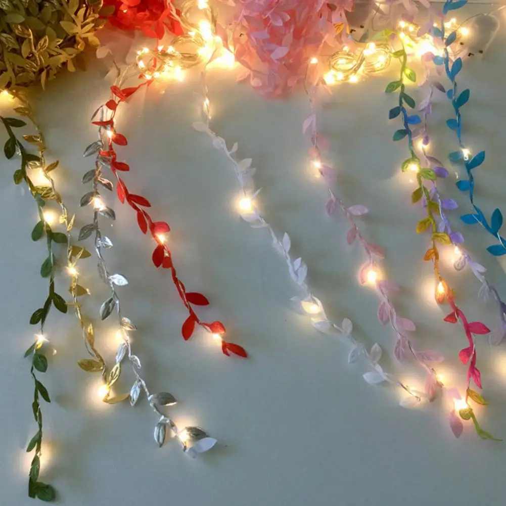 Сказочный Свадебный листвы светодиодный медный провод гирлянды для рождества