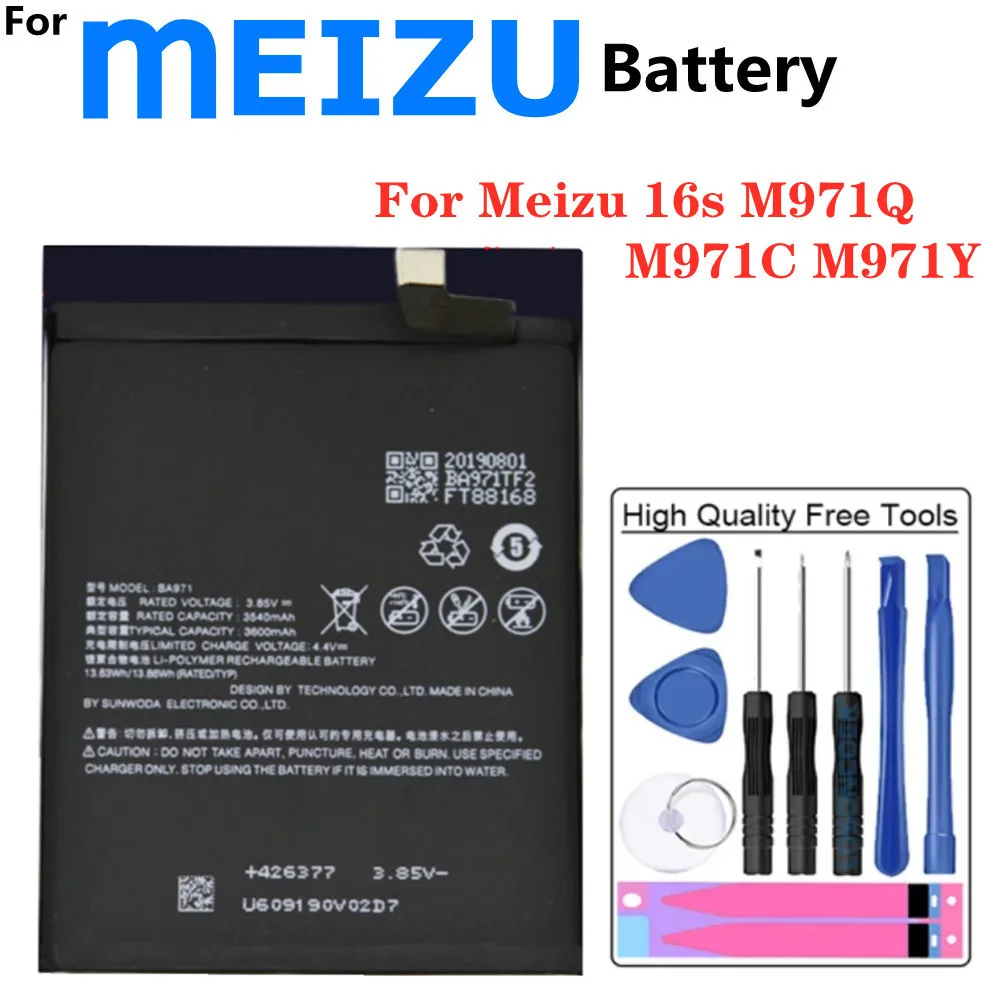 

Новый аккумулятор 3600 мАч BA971 для Meizu 16s M971Q M971C M971Y аккумулятор для телефона + Инструменты