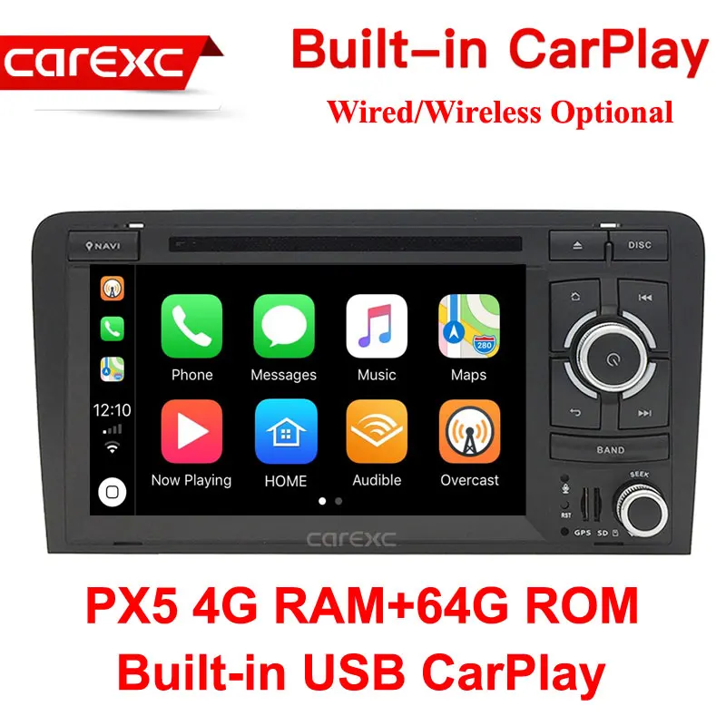 PX5 64G ROM CarExc Android 9,0 с беспроводной CarPlay Радио Стерео dvd-плеер gps для Audi A3 8P 2003-2012 S3 8P 2006-2012 RS3 Sportback 2011 - Цвет: PX5 64G ROM