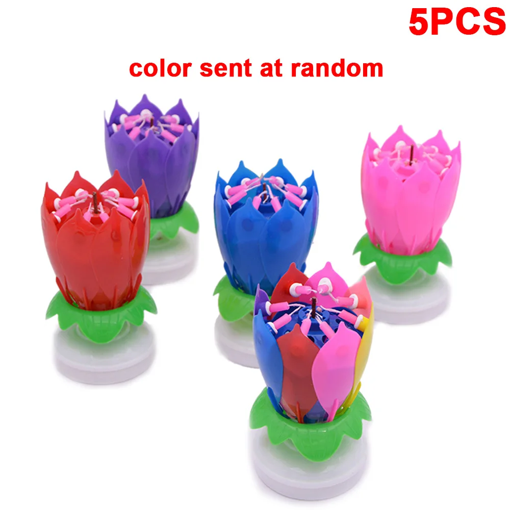 5 шт. музыкальные беспламенные свечи в виде лотоса | Дом и сад