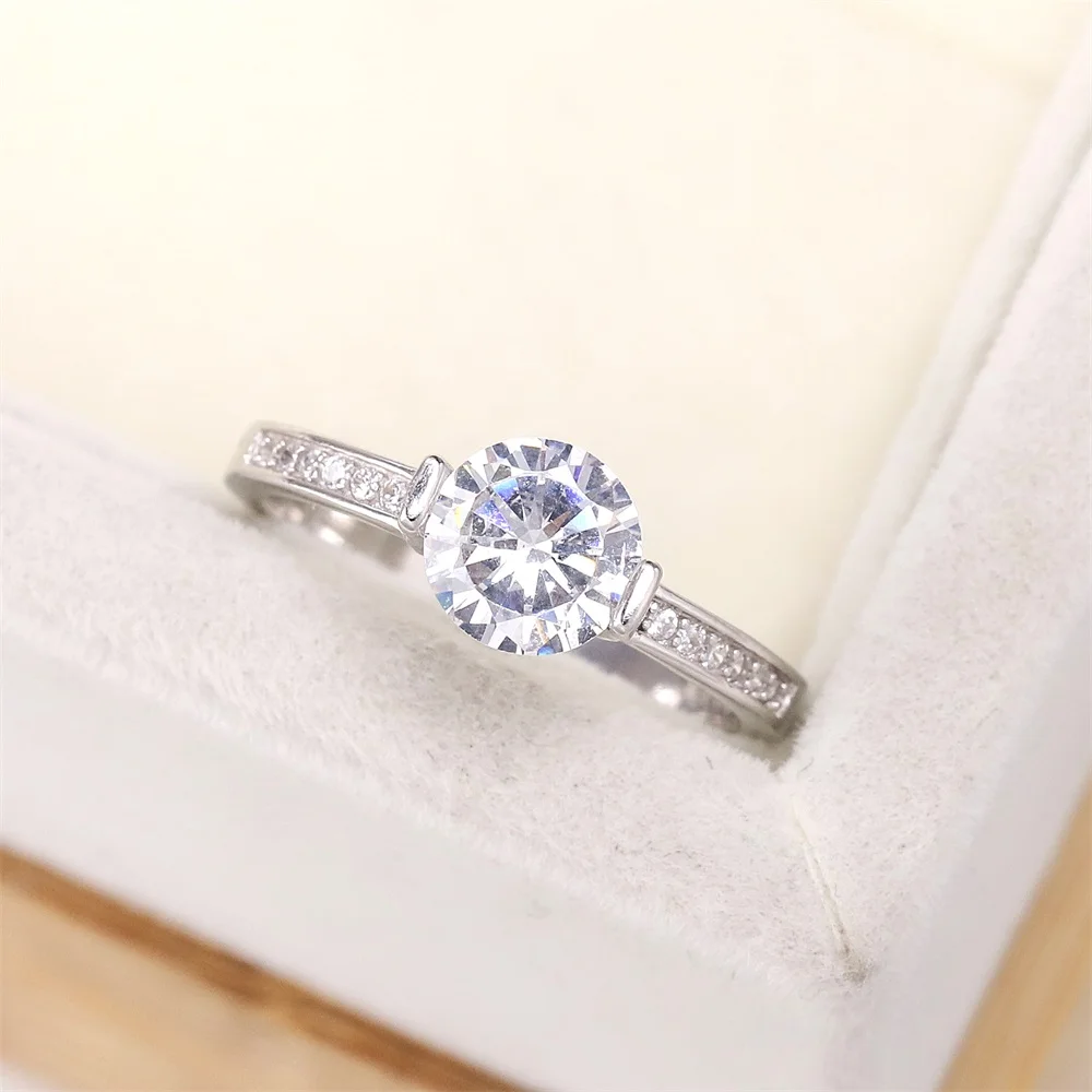 

Популярные в европейском и американском стиле S925 серебряного цвета модные роскошные с бриллиантами из бриллиантов Обручальное кольцо Круг...