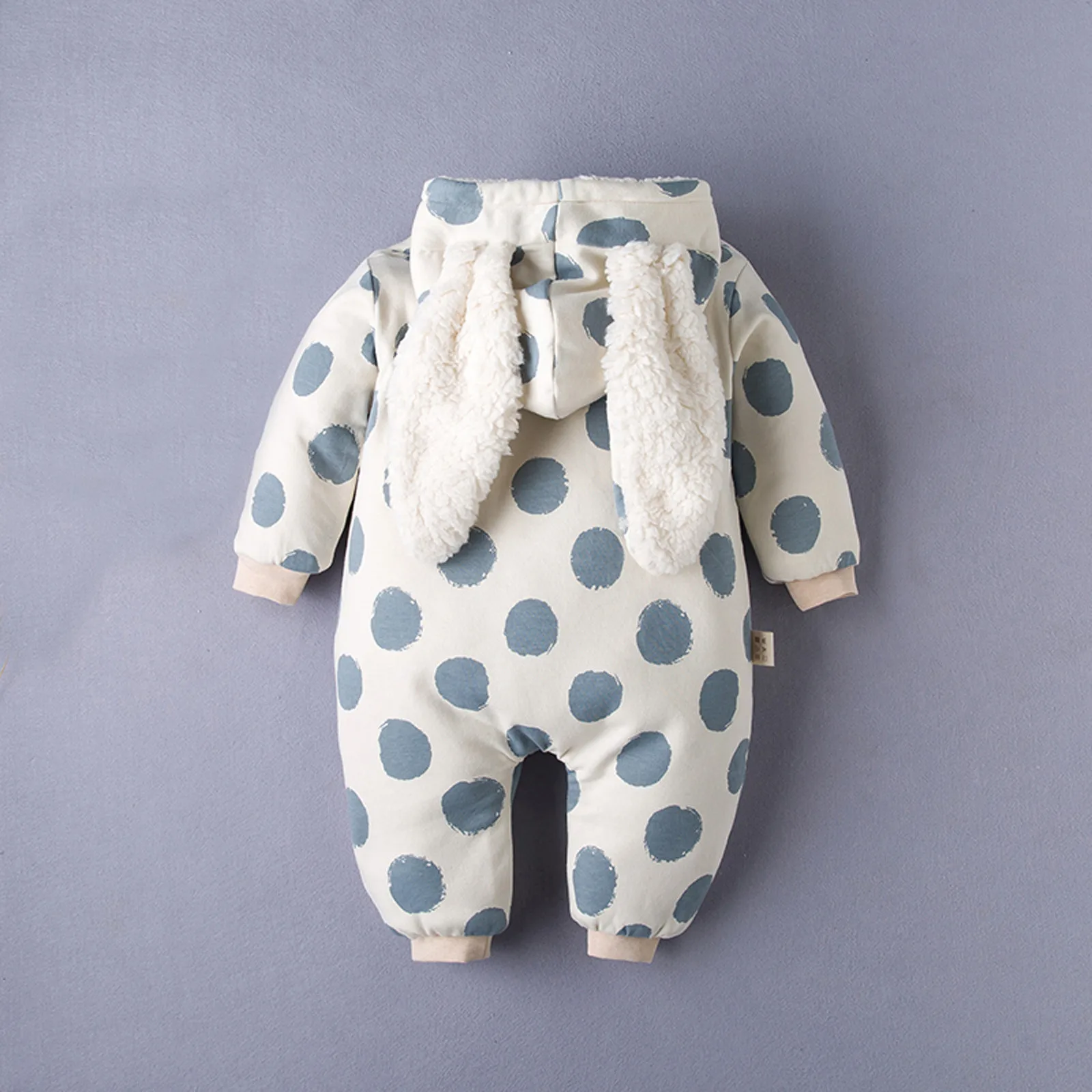 

Newborn Infant Baby Boys Girls Warm Polka Dot Zipper Thick Hooded Romper Outfits Cotton Infant Body Long Sleeve Baby Clothes
