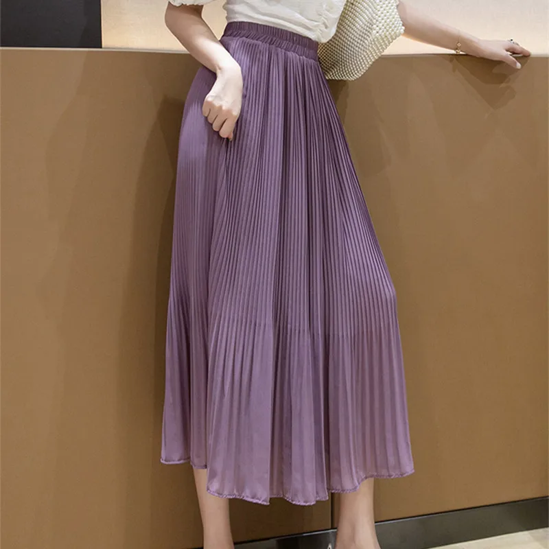 Женская винтажная юбка с высокой талией длинная белая из эластичного шифона в