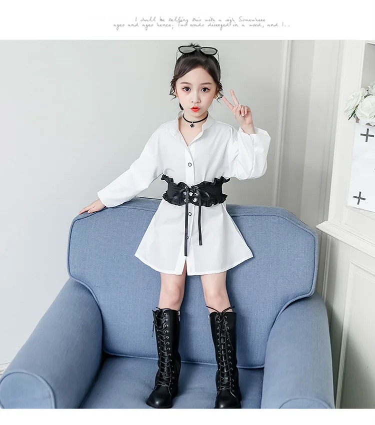 Детская одежда осенняя длинная рубашка для девочек юбка новинка 2019 с зарубежным