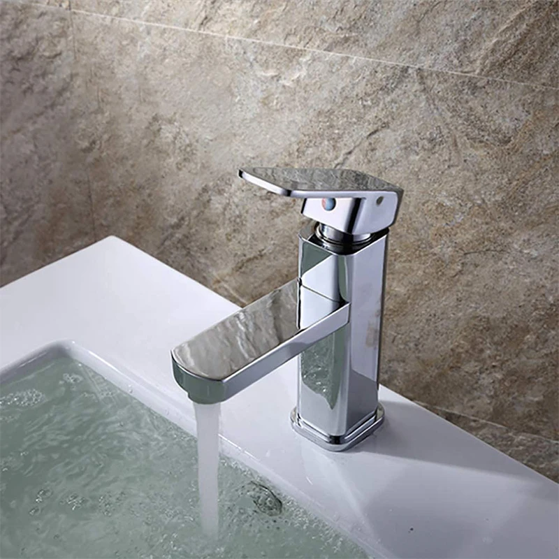 

RUYAGE Basin Sink Faucet Commercial Modern Bathroom Faucets Single Handle Chrome, Single Hole Washbasin Faucet