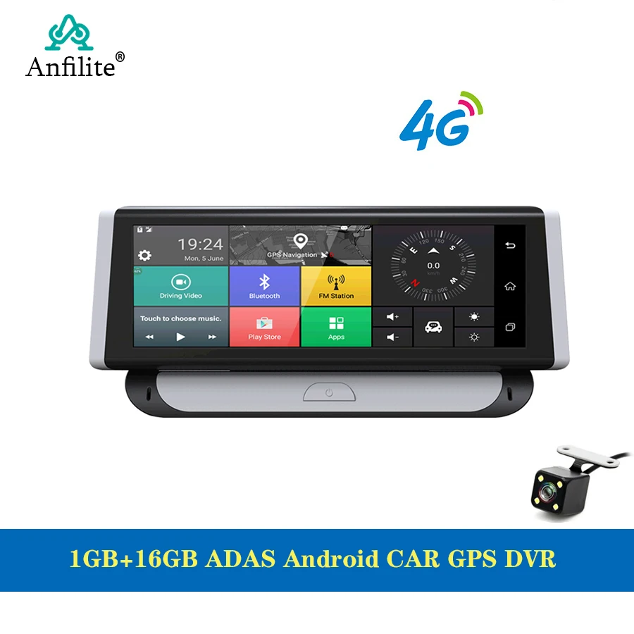 Anfilite 8 &quot4G Android dashcam Dashboard Автомобильный видеорегистратор FHD 1080P двойной объектив