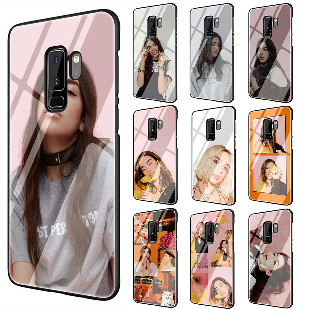 Дуа липа DuaLipa закаленное Стекло TPU черный чехол для Galaxy S7 Edge S8 S9 S10 Plus, Note 8, 9, 10, A10 20 30 40 50 60 70