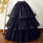Женская юбка-пачка, Длинная черная многослойная юбка макси с оборками, на заказ, длинная юбка из тюля