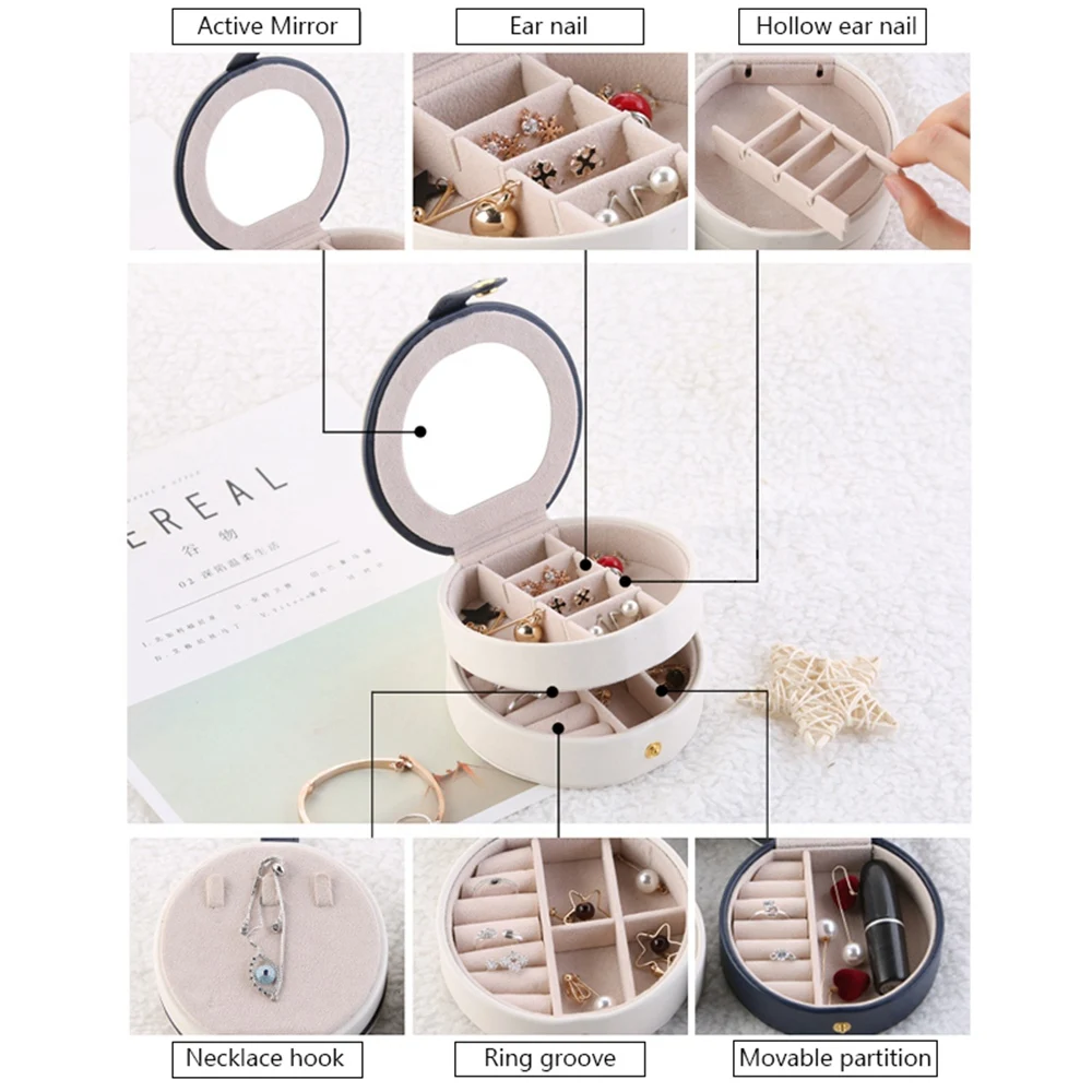 Новый роскошный портативный ящик для хранения ювелирных изделий кожаный