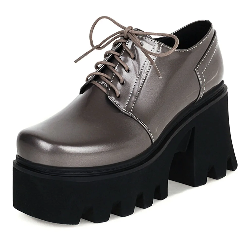 

Fanyuan New Arrival Female Pumps Solid Lace Up Platform High Heel Pumps Women Thick Bottom Casual Punk Gothic Shoes Woman