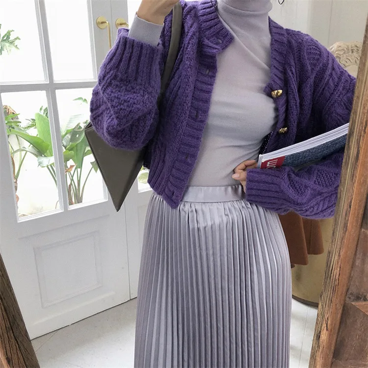 Autumn winter Knitting Vintage twist Sweaters Women cardigan 2019 korean sweaters female knit thick wool blends Cardigan women |