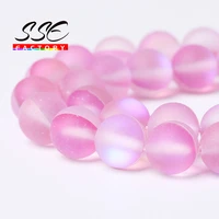 matte pink frosted austrian crystal round glitter moonstone beads for jewelry making diy bracelet accessories 6810mm wholesale