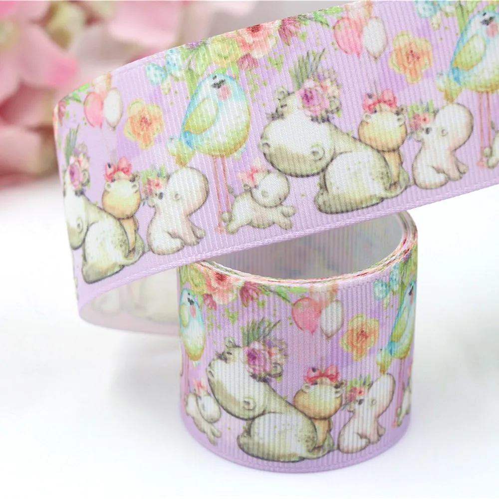 1 1/2 дюйма 10 ярдов Мультяшные милые ленты в рубчик с принтом животных аксессуары и