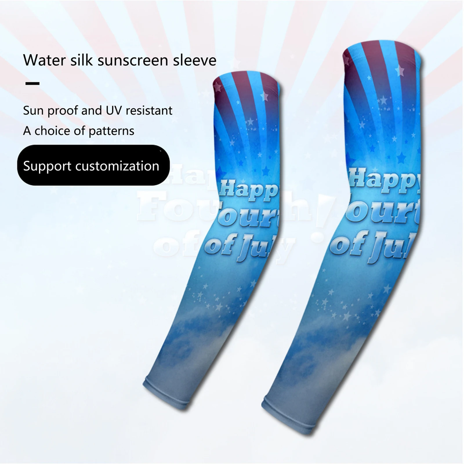 

1 Pair Summer Protective Arm Sleeves for Women Men Star Stripe Print Sun-Resistant Cool Oversleeves for Cycling Fishing