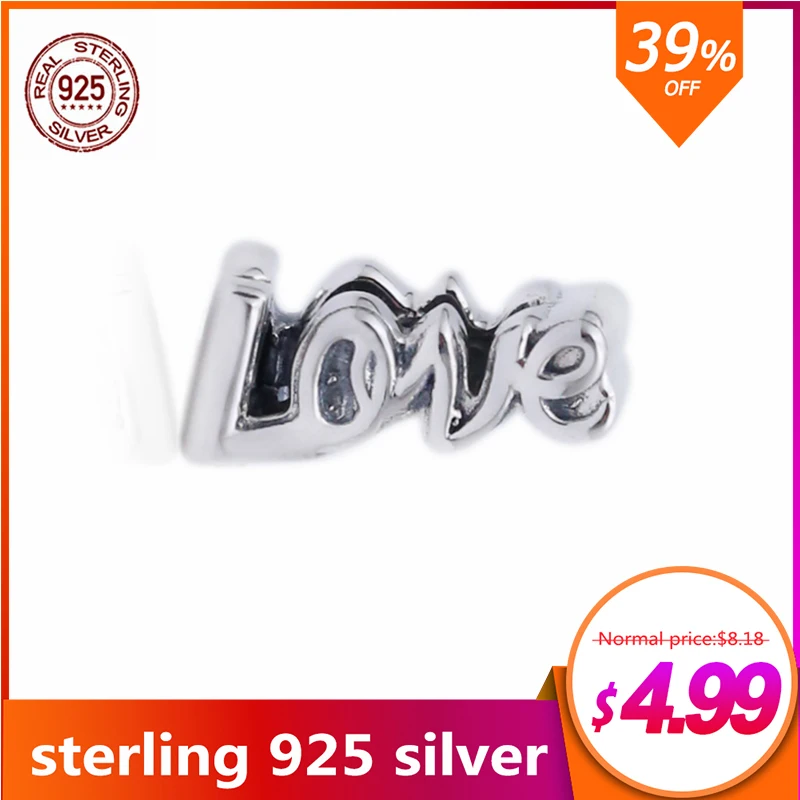 Трендовые серебряные бусины 925 пробы Reflexion Love Script Clip Charms fit оригинальный браслет