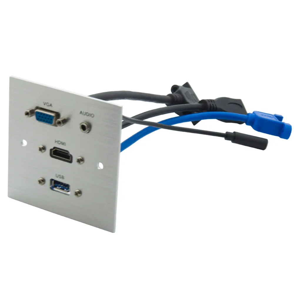 1 комплект алюминиевый 86 стиль VGA 3 5 мм стерео аудио HDMI USB 0 гнездо к женскому