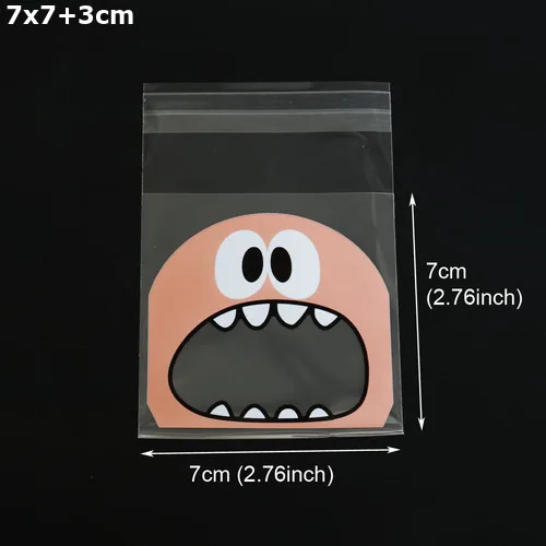 7x7cm pink monster 100 шт 7x7 см веселое рождественское печенье конфеты пластиковые пакеты прозрачные вечерние Подарочные Сумки Канцелярские принадлежности пластиковый конверт - Цвет: 7x7cm pink monster