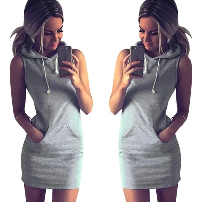 Женская одежда без рукавов ТРАПЕЦИЕВИДНОЕ хлопковое платье женская модная