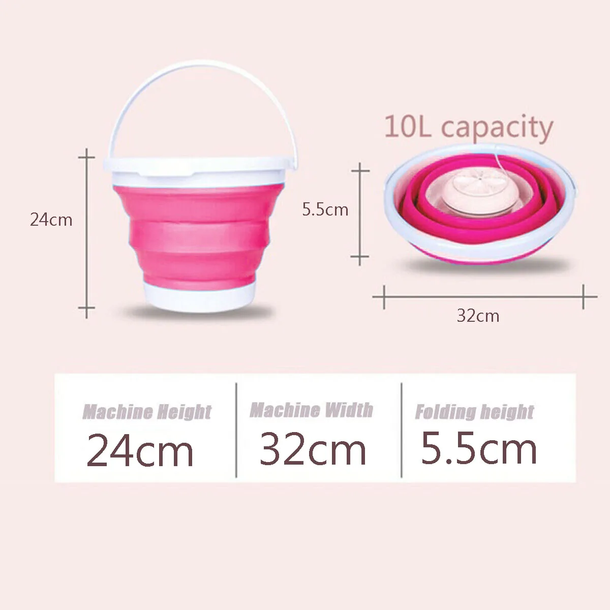 

10L Foldable Mini Turbo Washing Household Machine Rotating Ultrasonic Turbine Washer Charging Laundry Clothes Cleaner for Travel