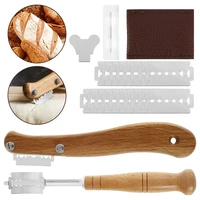 curved bread cutter stainless steel bread trimming knife set dough scoring blade slashing tool bread cutter with wood handle