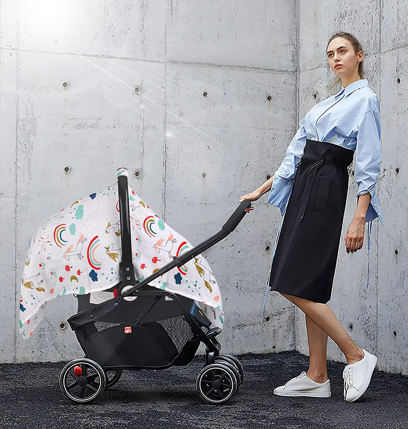 

BalleenShiny Summer Stroller Cover Baby Stroller Sunshade Cotton Double Gauze Travel Accessories Canopy Cover Sun Pushchair