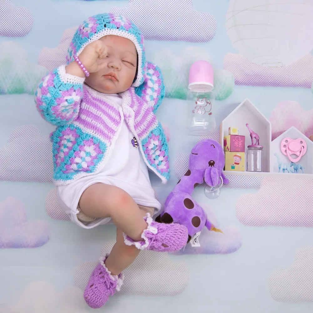 NPK 55 см реалистичные спящие детские куклы новорожденные силиконовые Reborn baby Boy для