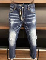 fashion tide brand dsquared2 patch applique washed frayed hole paint point mens jeans graffiti jeans men a188