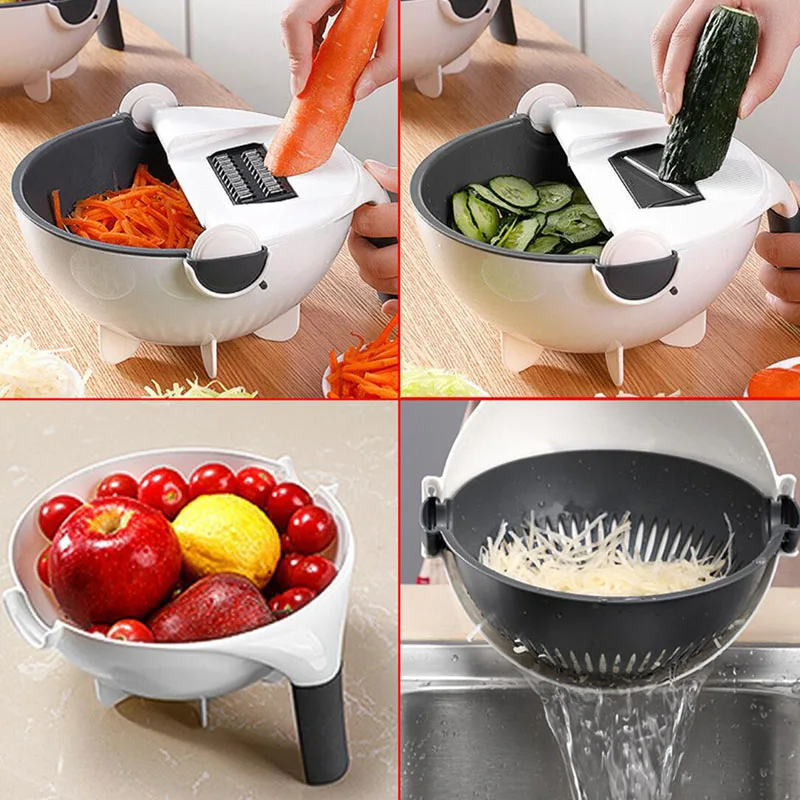 Mandoline Rotate vegetable slicer multifunction Cutter With Drain Basket onion Potato Fruit Shredder Grater Slicer Kitchen | Дом и сад