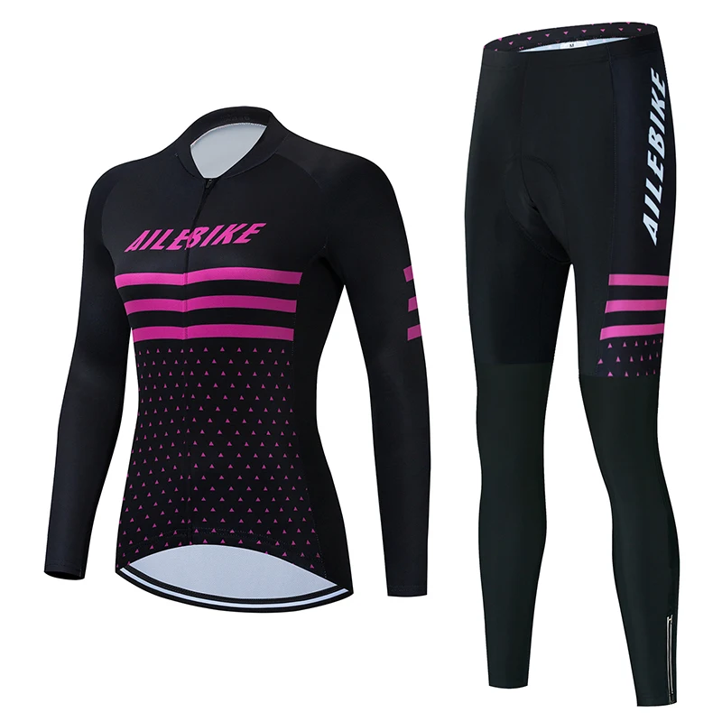 

2021 AILEBIKE Women's Long Triathlon Clothing Cycling Skinsuit Maillot Ropa Ciclismo Go Pro Gel Pad Bicycle Jersey Sets Jumpsuit