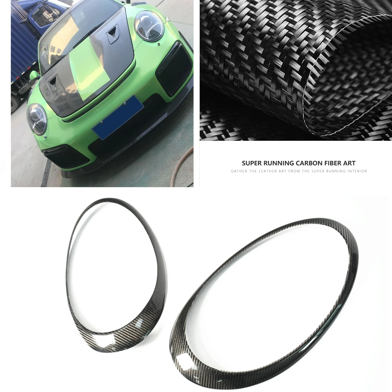 

Real Carbon Fiber Headlight Cover Headlamp Frame Trim For Porsche 911 991-992 Carrera 2012-2015 Car Front Head Lamp Light Strip