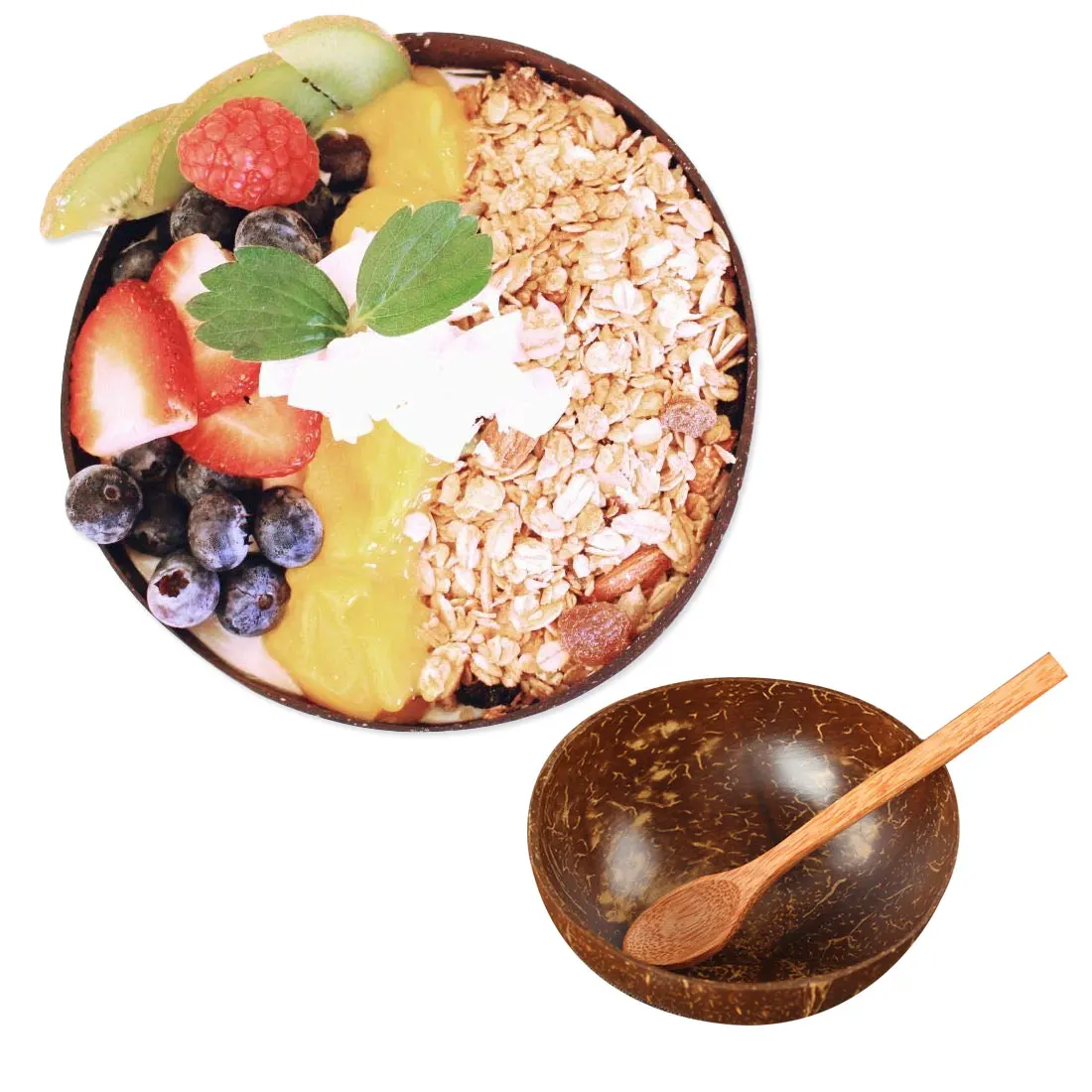 Набор столовых приборов винтажный натуральный кокосовый орех чаша и ложка