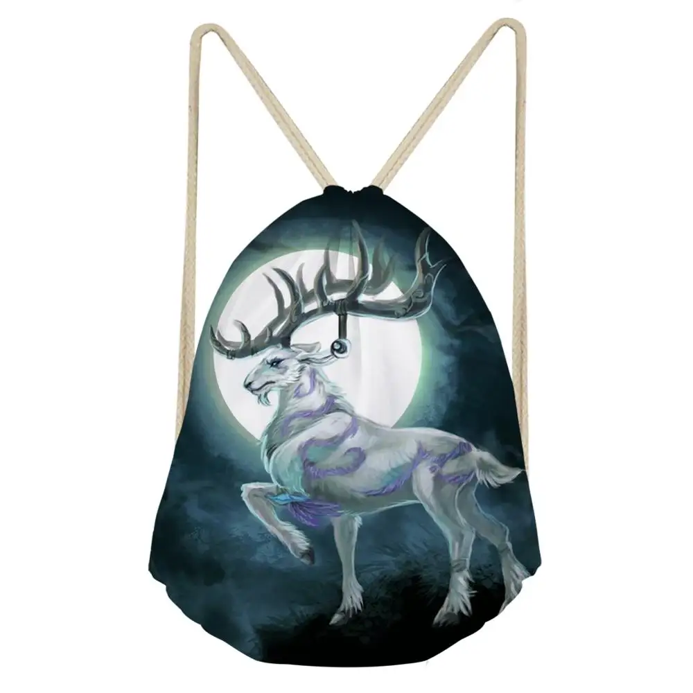

Женский дорожный рюкзак HaoYun на шнурке, пляжная обувь с принтом Луны и оленя, карманные сумки-органайзеры для девочек с милым животным принто...