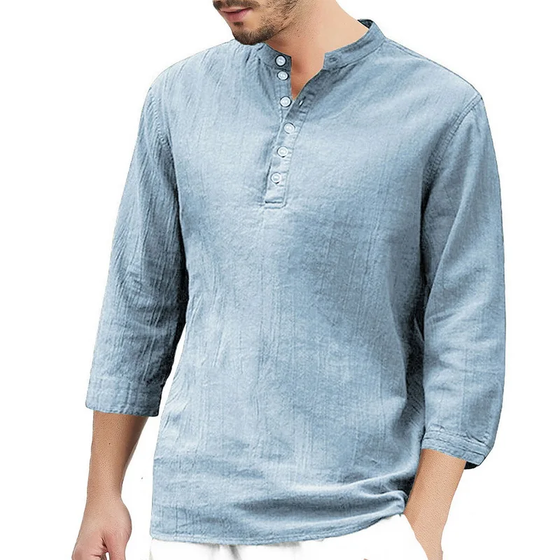 2020 летние мужские льняные рубашки белая Повседневная гавайская рубашка с