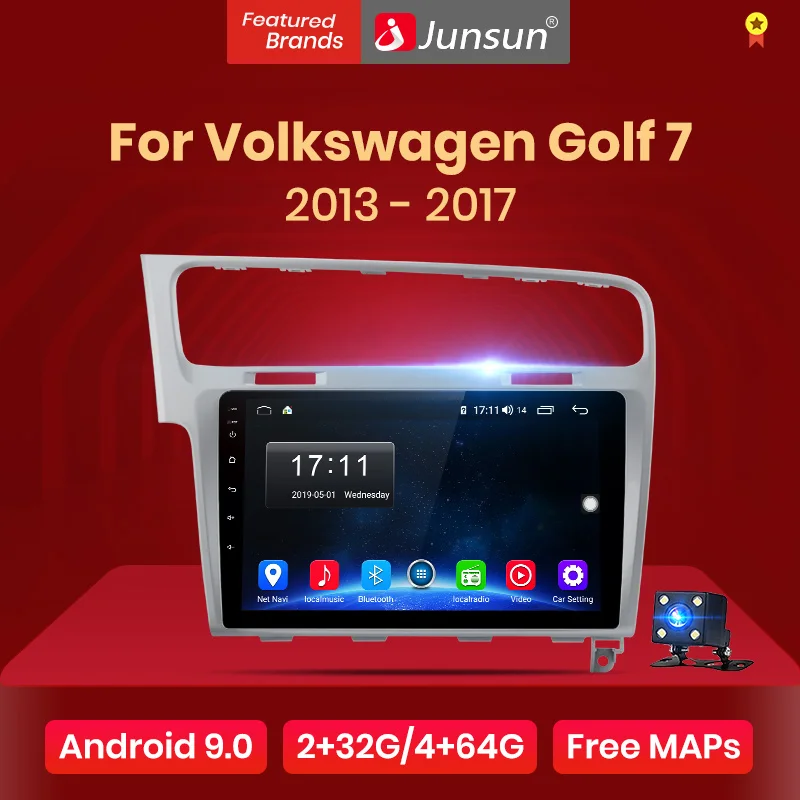 Junsun 2G+ 32G Android 8,1 4G Автомобильный Радио мультимедийный плеер для Volkswagen Golf 7 2013- навигация gps 10,1 ''Авто 2 din без dvd