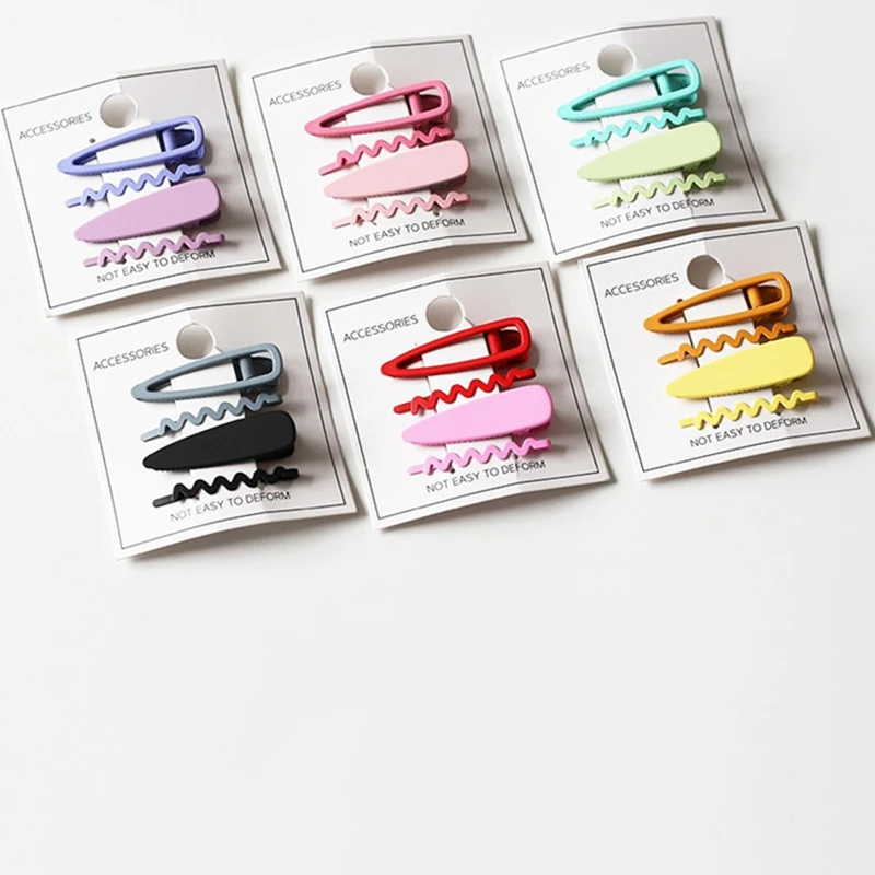 

4Pcs/set New Colorful Wave Hairpin Girl Cute Hair Clips Headdress Candy Color Headwear Fashion Hair Accessories Alloy Barrettes