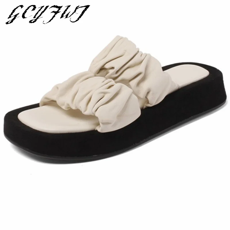 

Мелкие женские туфли-шлепанцы; Сезон лето; Круглый мысок открытый мысок, мягкие зимние ботинки без шнуровки, женская обувь на плоской платфо...