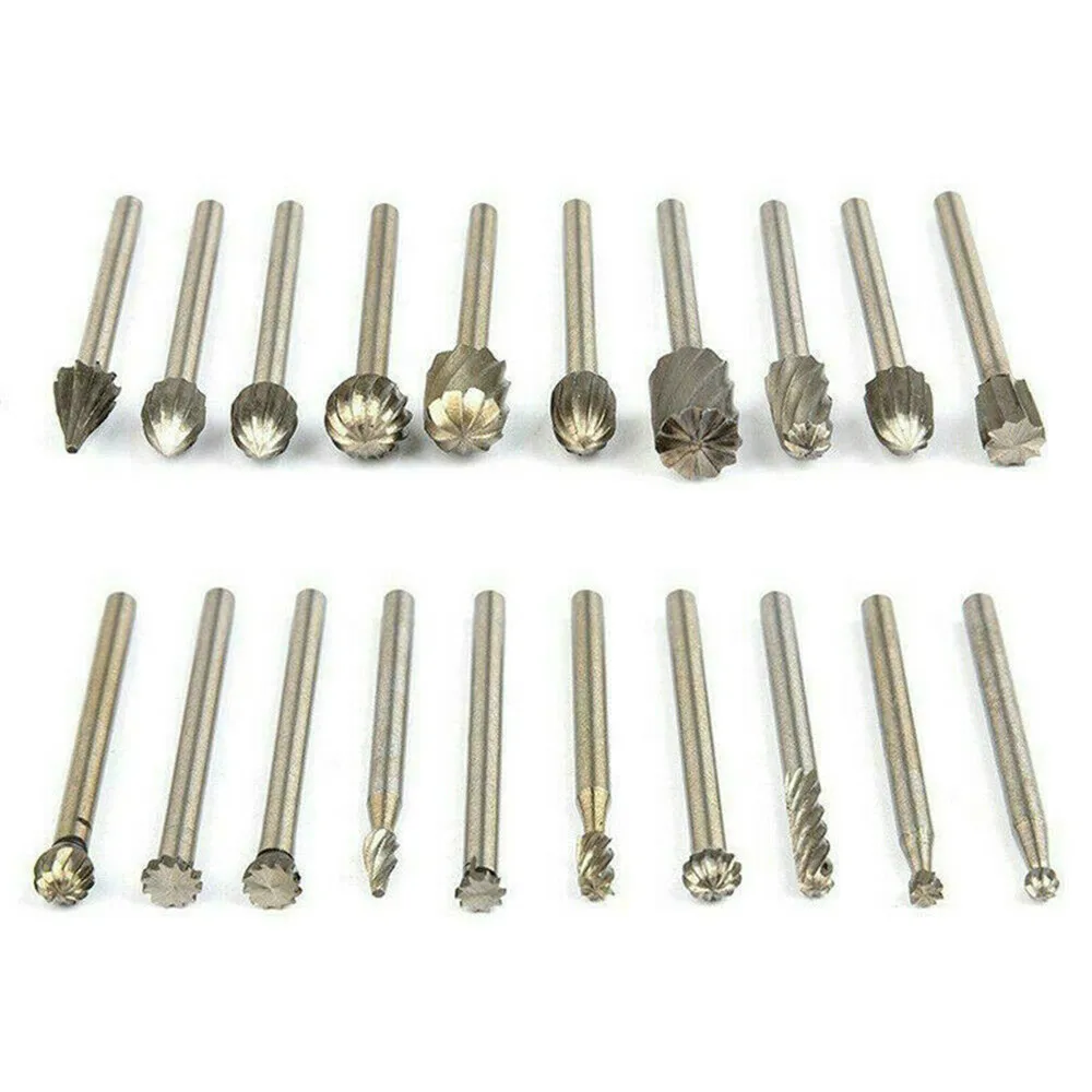 

20x Hss Carbide Burr Set Rotary Drill Bits Die Grinder Carving Engraving Dremel