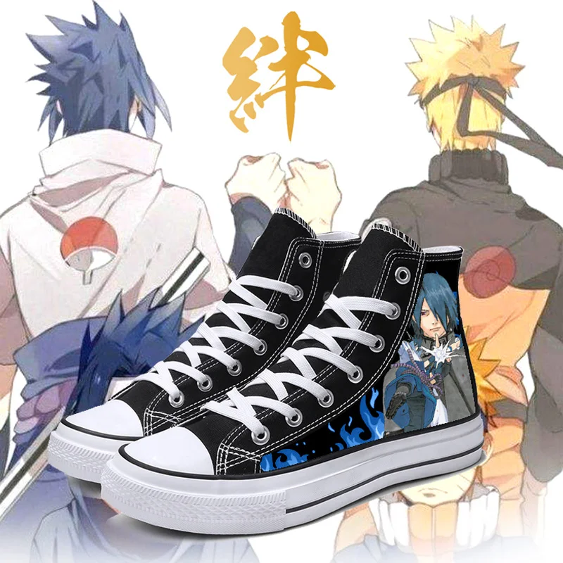 

High-top Canvas Shoes Naruto Sasuke Fashion Students Animation Print Canvas Shoe Man Women Couples Flats Women Vulcanized Shoes