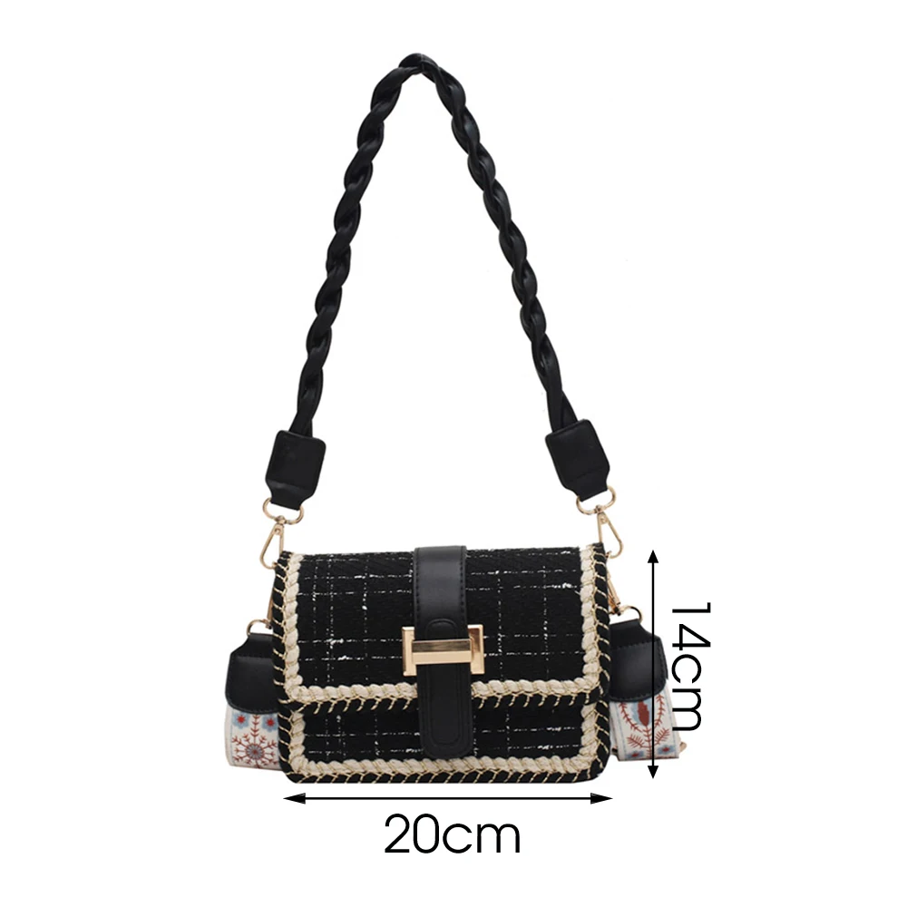 

Sweet Weave Crossbody Bags for Women 2020 New Fashion Contrast Color Women Shoulder Messenger Bags Quality Woolen Lady Handbags