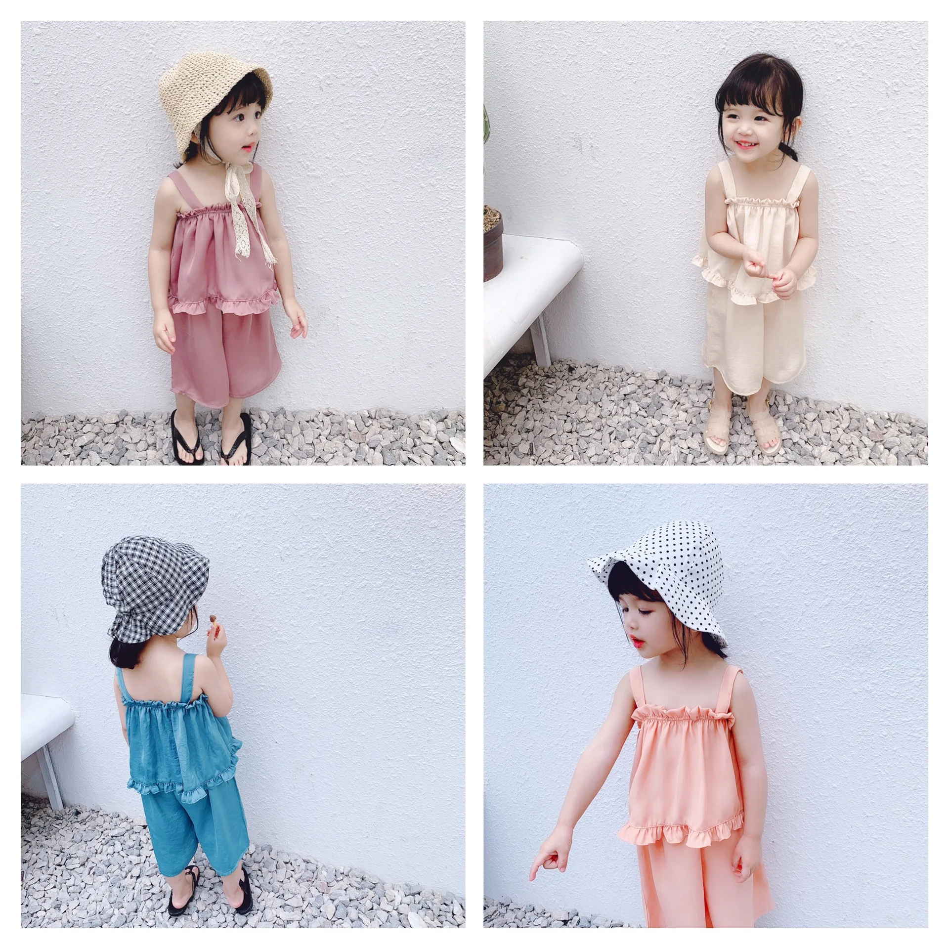 Шелковый однотонный комплект одежды для девочек 4 цвета детская одежда юбки из 2