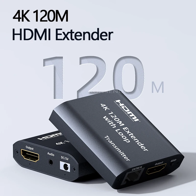 4K HDMI удлинитель 120 м с выходом через один CAT5e/6 RJ45 LAN Ethernet кабели аудио комплект EDID