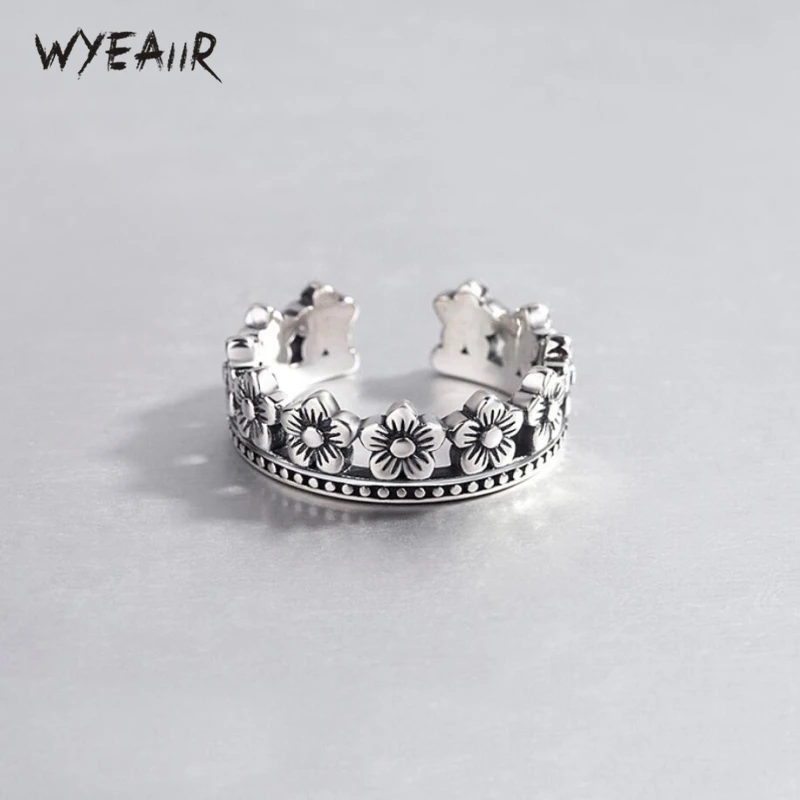 WYEAIIR Ретро тайский серебряный пирсинг Роза цветок корона искусственное