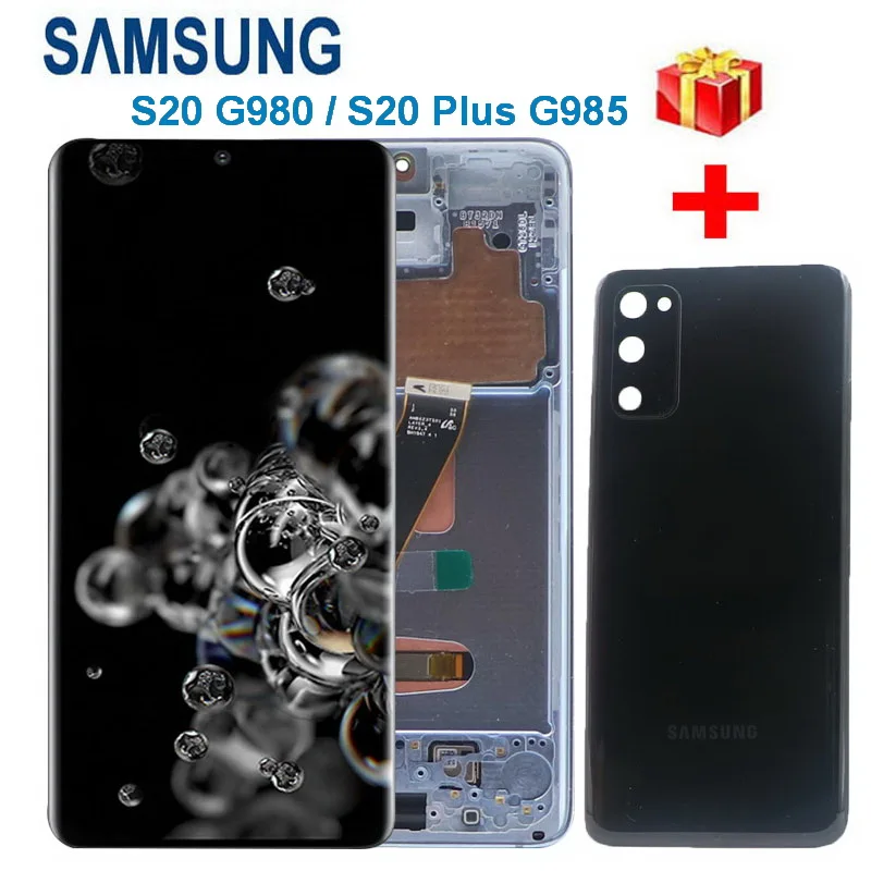 Digitador da Tela com Capa Lcd para Samsung Original Galaxy G980f Display Plus G985 G985f Toque Traseira 100% S20 G980