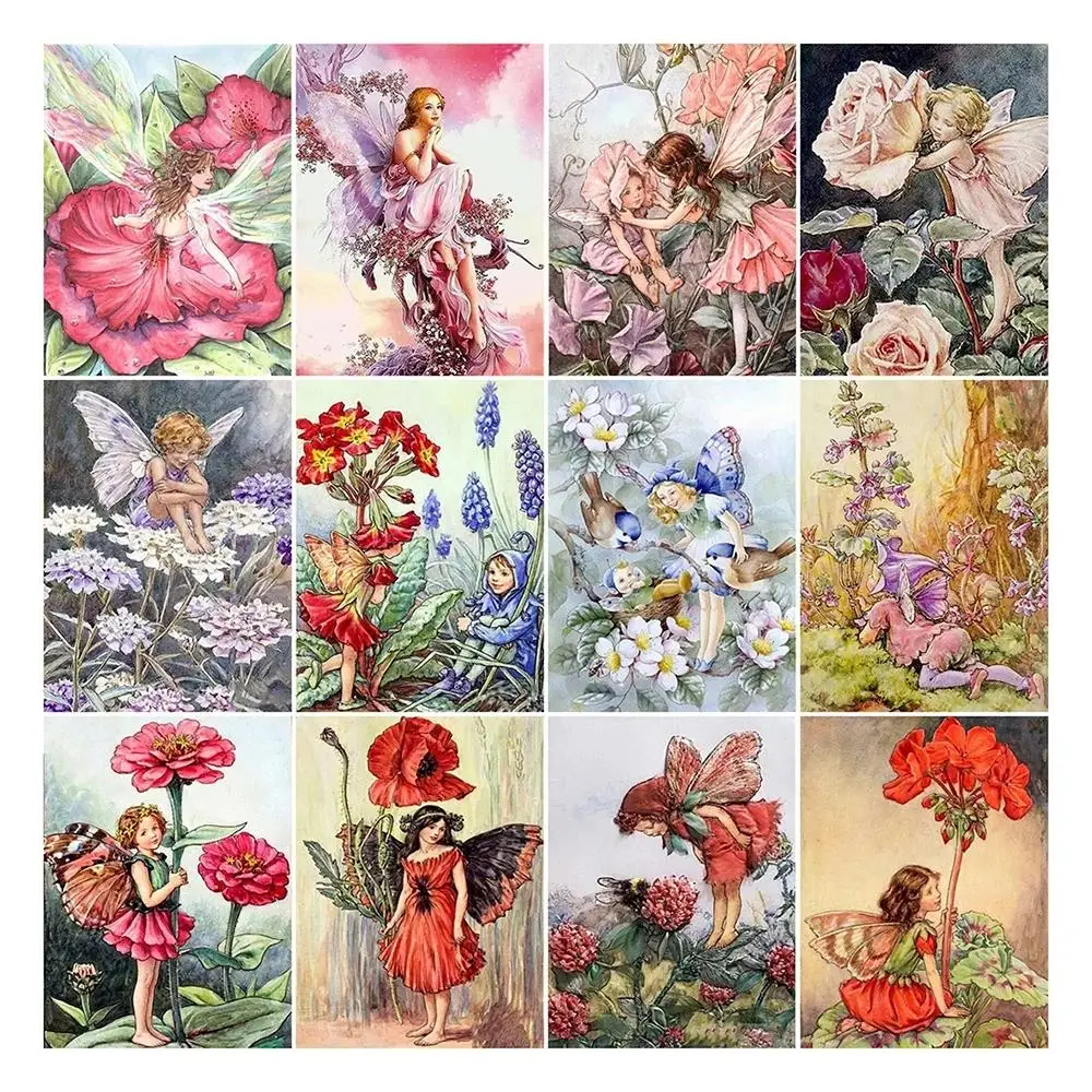 

Canvas Size 5D Diy Customized Diamond Painting Cross Stitch Flower Elf Square Round Diamond Mosaic Handmade Crafts Gifts