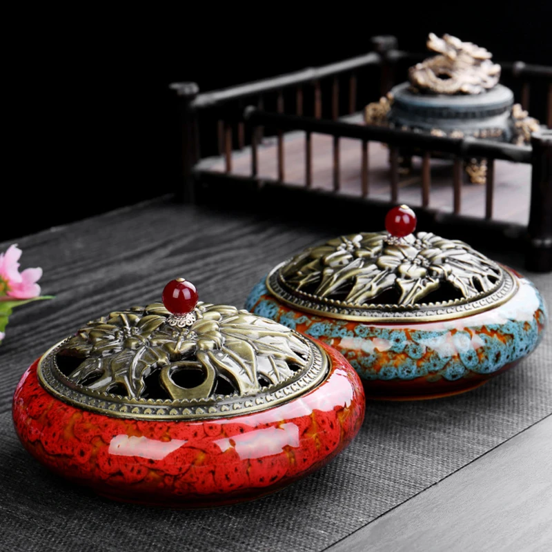

2020 Household Large Incense Burner for Coil / Sticks / Cones Incense Buddhist Sandalwood Home Decor Ceramic Aroma Censer Holder