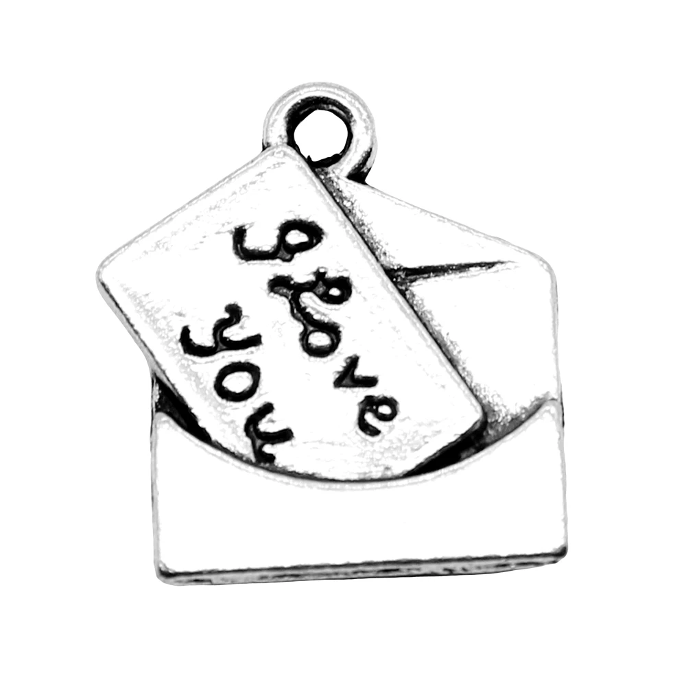 

6pcs Love Letter Charms For Jewelry Making 18x16mm Antique Silver Color Accessories