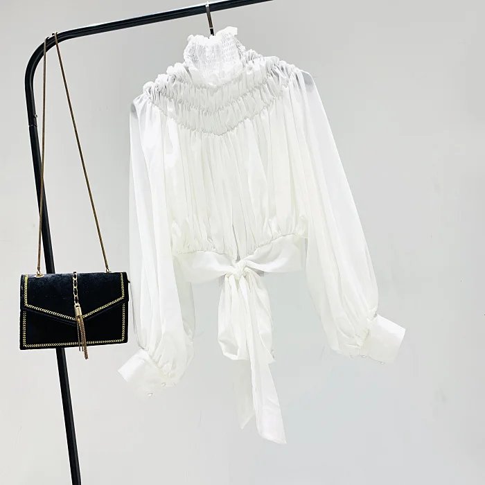 Шифоновая рубашка с рукавами-фонариками для женщин весна 2020 новый корейский