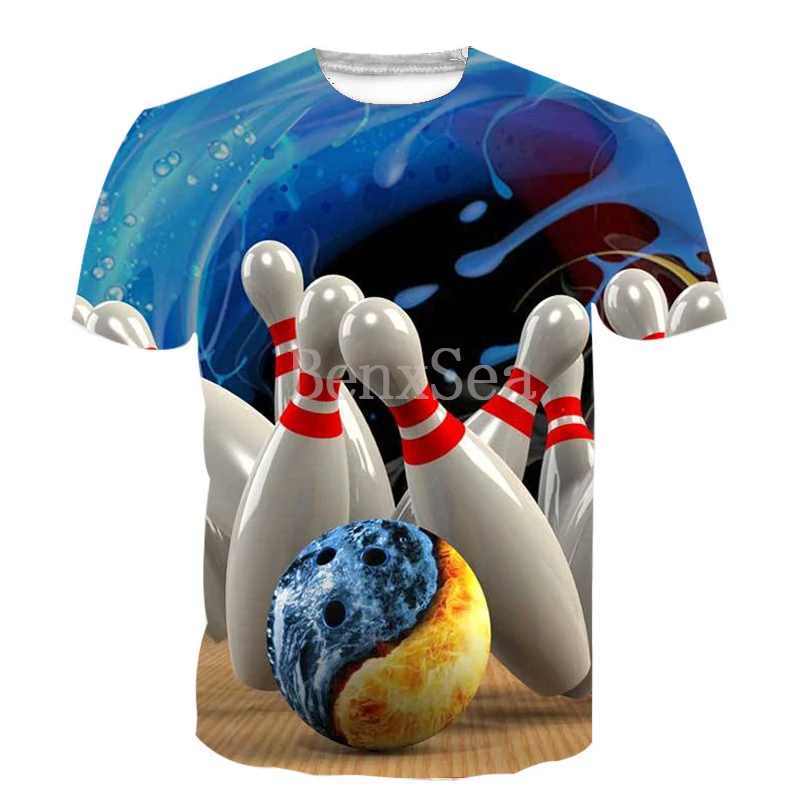 Популярные спортивные Боулинг 3D полная печать модная футболка хип-хоп стиль