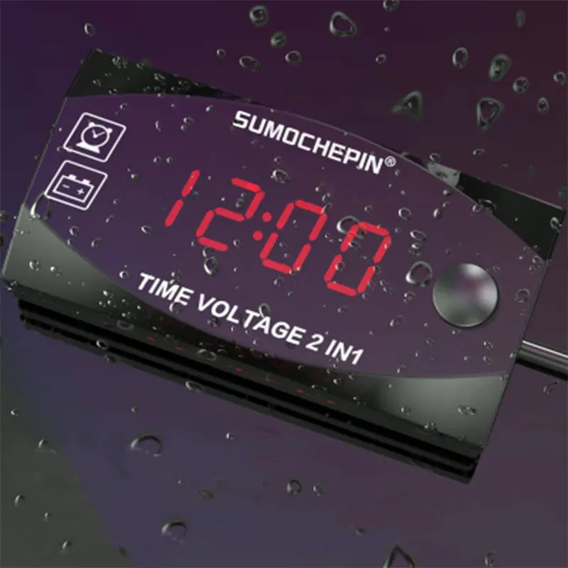 2-in-1 Voltmeter For Motorcycle Electric Vehicle Time Clock Multi-function With Digital Display | Автомобили и мотоциклы