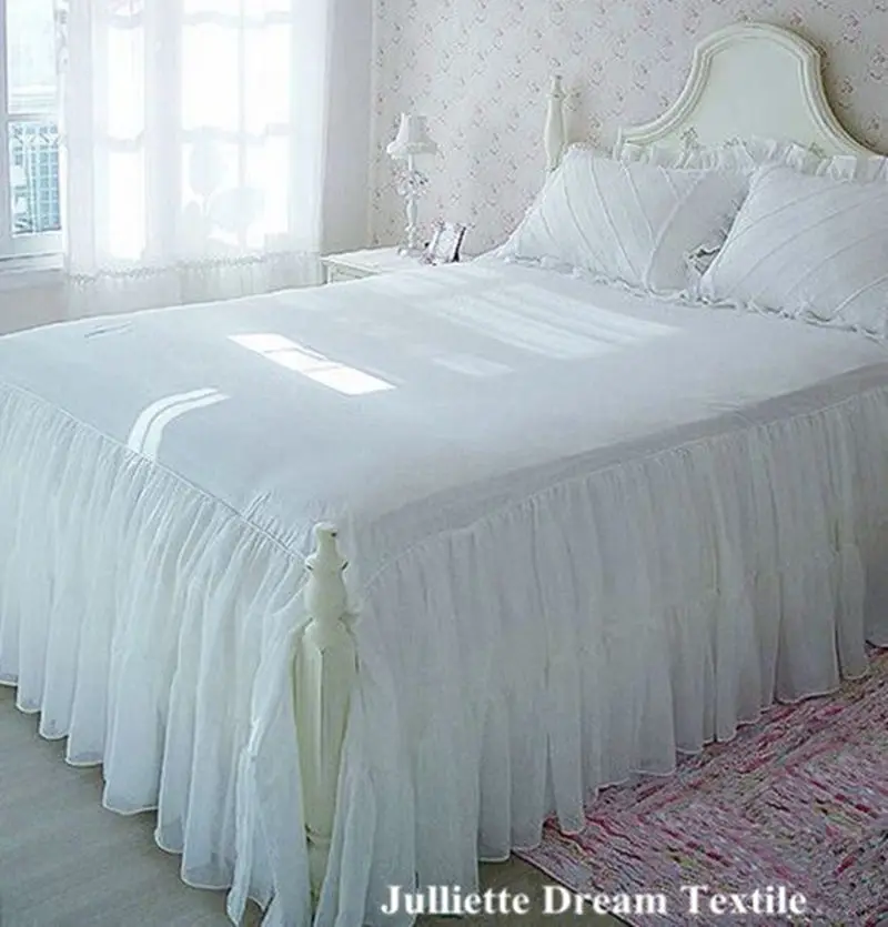 Романтическая двухслойная кровать с юбкой 1 шт. элегантное шифоновое покрывало